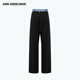 ANN ANDELMAN Wang Yuwen's same style official direct denim waistband spliced trousers straight trousers black M