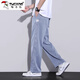 Woodpecker casual pants for men in spring new style and versatile Tennis straight wide-leg pants for men, slim and loose casual pants for men, 1048 black XL recommended 120-150Jin [Jin equals 0.5 kg]