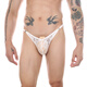 Men's underwear, men's lace low-waisted thong sexy underwear with buttons on both sides, sexy single thong, fitness and breathable 0 white M, see description for detailed sizes