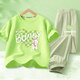 Yalu Girls Sommer Kurzarm T-Shirt 2025 Neue Jungen große Kinder mit atmungsaktivem Hosen Kinderset Dan15673 White + NHZ15682K Green 150