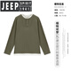 JEEP SPIRIT light luxury fake two-piece long-sleeved shirt for men in spring and autumn American fashion brand loose Henry collar bottoming shirt top floral gray S