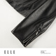 ELLE French modern short leather jacket for women 2025 spring new fashionable PU leather design chic top black L