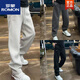ROMON spring and autumn straight pants for men and women solid color versatile American trendy loose sports casual pants plus velvet and thickened men's casual off-white plus velvet and thickened 2XL recommended 140155Jin Jin equals 0.5 kg to wear