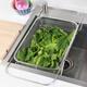 Fubaina retractable drain basket 304 stainless steel wash basin storage rack kitchen sink drain rack dish sink drain rack stainless steel double retractable drain net basket [medium size]