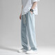 Kazuki Kuraishi Trendy Jeans Herren High-End Frühlings- und Herbst Sommer Dünner Stil Straight Lose Wide Big Mode lässig Hose hellblau xl