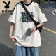 花花公子（PLAYBOY）美式复古短袖T恤男夏季2025新款宽松设计感小众日系ins潮牌上衣服 【3895*Wasp】白色 M 85-120斤