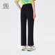 KOLON SPORT/可隆阔腿针织裤 女子混纺直筒松紧腰户外露营徒步工装休闲裤 LKLP5MT718-BK 黑色 M 165/74A