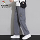 啄木鸟工装裤男秋冬季新款直筒工装休闲裤男潮流宽松简约时尚百搭长裤子 9930灰色 M