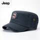 JEEP SPIRIT Jeep Flat Top Hat Men's Pure Cotton Sun Visor Cap Casual Hat Men's Outdoor Fishing Hat Spring and Autumn Baseball Cap Black