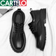 卡帝乐鳄鱼（CARTELO）新品春秋季男休闲皮鞋英伦风工装劳保工作宽脚大头马丁靴低帮皮靴 卡其 39 标准休闲鞋尺码