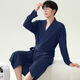 Yalu men's pure cotton nightgown waffle bathrobe men's spring and autumn cotton medium-length nightgown 2025 new style absorbent LJ16834 M [weight 100-120Jin [Jin equals 0.5 kg]]