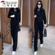 
Woodpecker Fashion Sportswear Set for Women 2025 Spring and Autumn New Internet celebrity style small short jacket wide-leg pants two-piece 6198# Black [Spring and Autumn Style] L [Suggestion-110Jin[Jin equals 0.5 kg]]