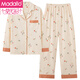 Traje modal de pijama para mujeres Spring y otoño algodón puro manga larga otoño 2025 Nueva madre de mediana edad de flores grandes y césped para el hogar LF9214 M
