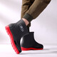 Huilijun fixed velvet rain boots fashionable men's integrated molding thickened rain boots autumn and winter outdoor work wear-resistant non-slip rubber shoes for men WZ698 short tube: black [tarp] standard 42 high quality