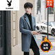 Playboy (PLAYBOY) windbreaker men's autumn and winter new Korean style trendy woolen windbreaker men's mid-length cotton thickened woolen jacket men 617 black L 110-120Jin Jin equals 0.5 kg