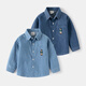 WELLKIDS boys' denim shirt outer wear trendy children's clothing top spring new children's long-sleeved shirt baby top light blue 120