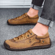 Zapatos de cuero para hombres Jeep Summer Avalte y casualidad de gran tamaño para hombres British Trendy Soft Sole 2025 Nuevos zapatos para hombres de Lace-Up 9926 Caki 46
