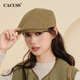 CACUSS hat women's spring and autumn large head circumference beret women's forward hat showing face small black painter hat black