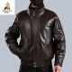 Vogelscheuche (mexikanische) Top-Layer-Kuhleder-Lederjacke für Herren-Motorrad-Pilotjacke Baumwolle Lederjacke Winter-Fluganzug mittlerer und älterer schwarzer Top-Schicht Cowhide (hinzugefügte Baumwolle) 2xl empfohlen 125-145jin [Jin gleich 0,5 kg]