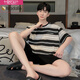 
Modal summer pajamas for men short-sleeved modal thin style for teenagers who are ice silk in summer can wear home clothes suits outside. Cool Modal ~ 3570 XL men (suggested height 175, weight 1