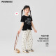 Moonkids Girls Wide-Bein Hosen 2025 Frühlings- und Sommer Neue Kinder Bogen Casual Hosen Mädchen Lazy Striped gerader Hosen 15276 Meter weiße Weitbeinhosen 110 cm