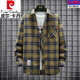 Pierre Cardin 2025 spring and autumn pure cotton shirt men's long-sleeved youth plaid cotton non-iron shirt trendy brand loose casual jacket 2111 green and yellow plaid recommended 125-145Jin Jin equals 0.5 kg XL