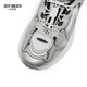 
DEEP BREATH Deep Breath Women's Shoes Lightweight Sports Shoes Low Top Strap Leisure Travel Daddy Shoes AX12247 Silver Gray Rice 34