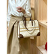 Hermes (HERMES) Hong Kong Genuine Leather Tote Bag Women's Large Capacity Bag 2024 New Style Handbag Commuting Shoulder Bag Large Bag Apricot Brown Counter Gift Box Set