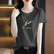 
Pure cotton white short-sleeved T-shirt women's loose printed T-shirt summer top 6193 leather powder short-sleeved M (recommended 80-105 Jin [Jin equals 0.5 kg])
