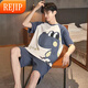 Les adolescents de dessins animés minces de pyjamas pour hommes à manches courts et à manches courtes peuvent porter un costume de vêtements pour la taille de plus de taille plus 6621 4xl 200-230jin [Jin est égal à 0,5 kg]