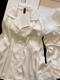Mobeihai 2025 neuer langärmeliger Pyjamas für Frauen im Frühling und Herbsteise Seiden einfache Heimkleidung für Sommerkleidung 13533 Moonlight White M.