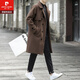 Pierre Cardin Autumn and Winter Korean Maillard Woolen Coat Men's Mid-Length Windbreaker Youth Thick Woolen Coat Brown XL