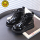 G.Duckkids Little Yellow Duck Style British Martin Boots Children's PU Leather 2025 New Spring and Autumn Girls Short Boots Student Boy 6629 Negro 21
