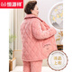 Hengyuanxiang-Pyjamas für Frauen im Herbst und Winter verdickte Korallenmerze Baumwollgeklemmte und ältere Mütter neue warme Home-Kleidung 1105 Lotus lila 3 Schichten x xxxl (145-165jin [Jin gleich 0,5 kg]))