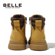 Belle Children's Shoes Girls' British Style Martin Boots Autumn New Boots Boots Children's Baby Fashion Leather Boots Gravel Camel 34 Foot Length 20.9-21.5cm