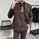 Jessons Herren-Doppelbrust gestreifter Anzug Bräutigam Hochzeitskleider Business Casual Work Work-Interview Anzug Dreiköpfig dunkelblau (Anzug + Hemd + Weste + Hose) 5xl (175-190jin [Jin gleich 0,5 kg])