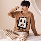 7 Sevfun Seven Color Spun Pajamas Men's Long Dloune Long Dlouns Blouns Spring и лето Всего хлопчатобумажного мультипликационного мультфильма Pure Cotton Home Clothing Set 673 Pure Cotton's Men's Single Cartover XL (предлагается 120-140JIN [Jin равняется 0,5 кг])))