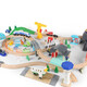 Yunya Holzstraße Set Magnetic Electric Car Head Building Blocks Moderiertes Neujahrsspielzeug für Kindergeburtstagsgeschenk 100 Stücke von Städten Themen Zugschienen für Zugkopf