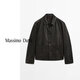 Massimo Dutti折扣季2025男装老钱风复古真皮皮衣纳帕皮革外套03375576 深棕色 S