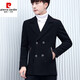 皮尔卡丹（pierre cardin）男装风衣短款秋冬季加厚修身潮流羊毛呢外套男英伦风羊毛大衣 深蓝色 M 建议95-115斤