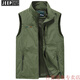 Jeep Spirit Casual Chaleco Men usa chaleco de secado rápido para el otoño al aire libre ropa de caballo transpirable hombres papá fotografía al aire libre chaleco de pesca khaki 2xl