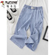 
Woodpecker thin Tennis Denim Cropped Pants for Women in 2025 Summer New Lightweight Ice Silk High Waist Small versatile Wide Leg Pants Light Blue 738 L Recommended/105-120Jin[Jin equals 0.5 kg]