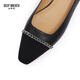 
DEEP BREATH Deep Breath Women's Shoes French Small Square Toe Light Mouth Single Shoes Small Flavor Chain Single Shoes AX11150 Black 36