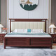 Cama Yuyang Nueva cama de madera maciza de oro negro de estilo negro 1.8m 2m Muebles de dormitorio de cama doble Bed 9904# Cajón de cajón + 1 gabinete + taza de tapa llena de alfombrilla marrón 1.5*2.0m [Tablero de cama silenciosa]