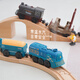 Cibo Cibo (Cibo) HAPE Train Track Track Small Train Track Set Magnetic Locomotive Boy Wood Children's Toys compatible avec HAPE Nanny Blue Retro Electric Three-Pice Set