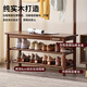 Qingju solid wood shoe changing stool coat rack entrance door floor-standing clothes rack shoe rack combination entrance hall storage rack 80cm - walnut color - thick imported rubber wood 11 hooks + full 3A imported rubber wood + door-to-door delivery