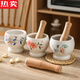 Yishan German imported high-quality ceramic garlic pounder household manual old-fashioned garlic mortar peeling garlic artifact stone mortar garlic pound spring warm flowers blooming red flowers large garlic pounder