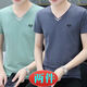 
Dan Pretty Khmer Men's V-neck Ice Silk Short-Sleeve T-Shirt Summer Trend Cotton T-Shirt 667 Dark Gray + 659 Blue Gray M (80-110Jin [Jin equals 0.5 kg])