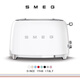 SMEG/Smeg retro toaster breakfast machine sandwich toast toaster multi-functional household small housewarming birthday gift official authentic 6-speed baking TSF01 pure white (two-piece)