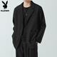 Playboy casual suit jacket men's spring and autumn loose uniform top Korean version men's jacket suit yuppie handsome little suit black L suggestion [120-135Jin [Jin equals 0.5 kg]]